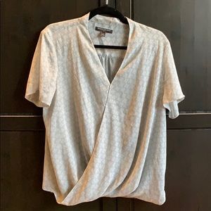 Short sleeve wrap blouse, V-neck